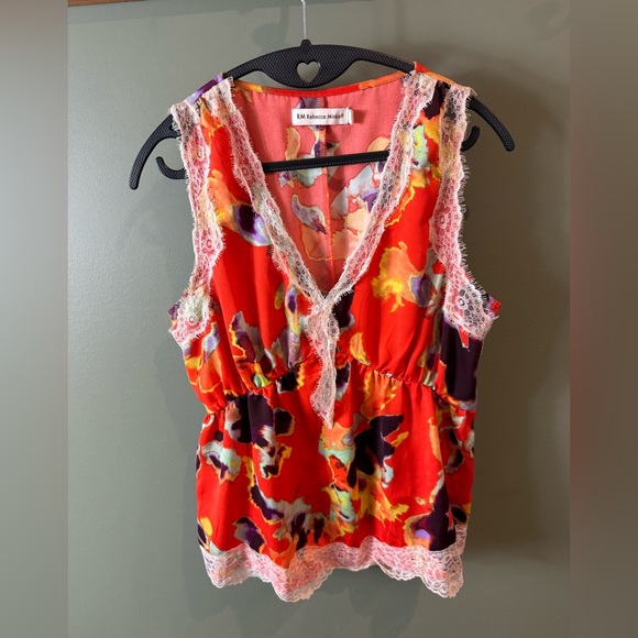 Rebecca Minkoff Red Floral Lace Blouse - Picture 1 of 7